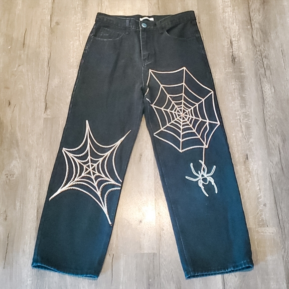 Kenvibe | Jeans | Kenvibe Spider Web High Rise Wide Leg Black Jeans ...
